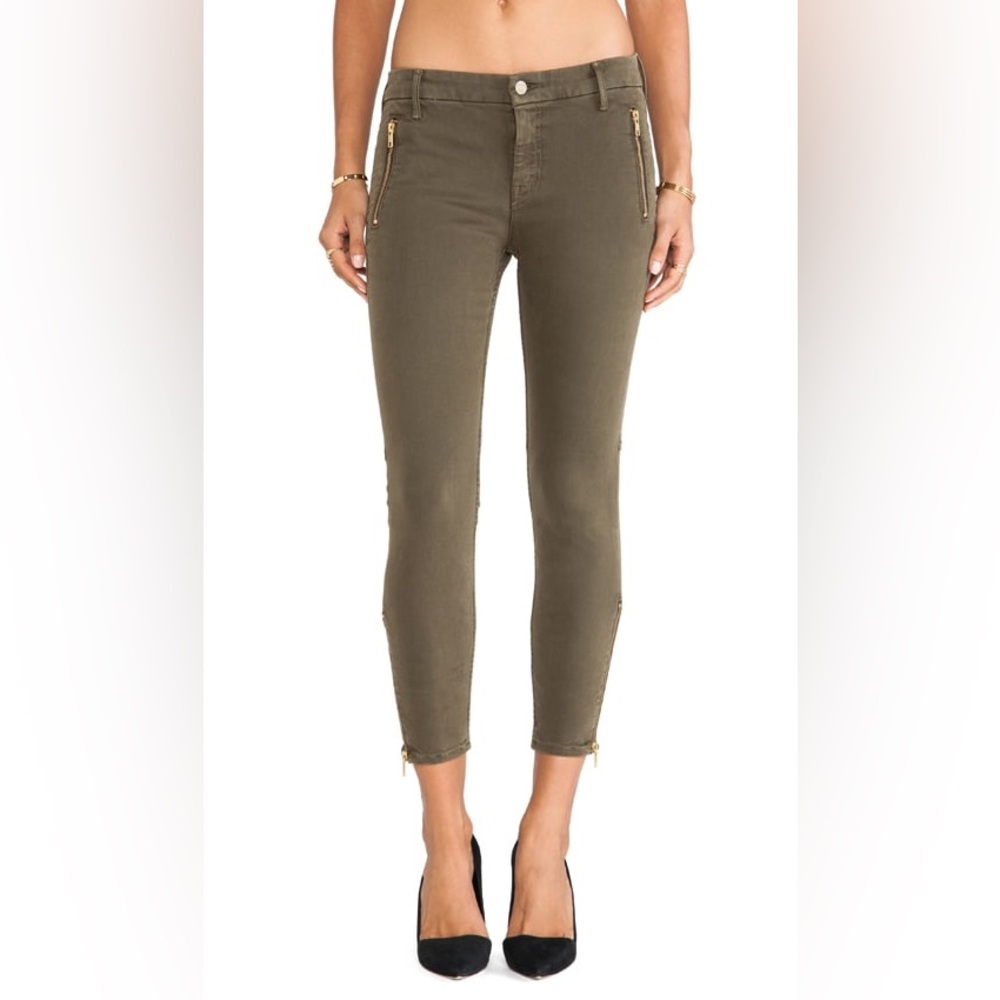 MOTHER Crop Zip Welt in Moss